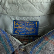 J- Vintage 90s Pendleton Made In USA Grey Plaid Wool Button Down Shirt - L