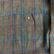 J- Vintage 90s Pendleton Made In USA Grey Plaid Wool Button Down Shirt - L