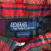J- Vintage 90s Polo RL Plaid Flannel Button Down Shirt - L