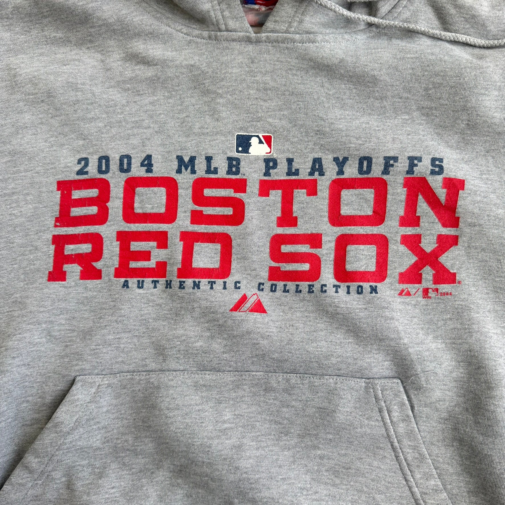 J- Vintage '04 Boston Red Sox MLB Playoffs Graphic Text Hoodie - XL