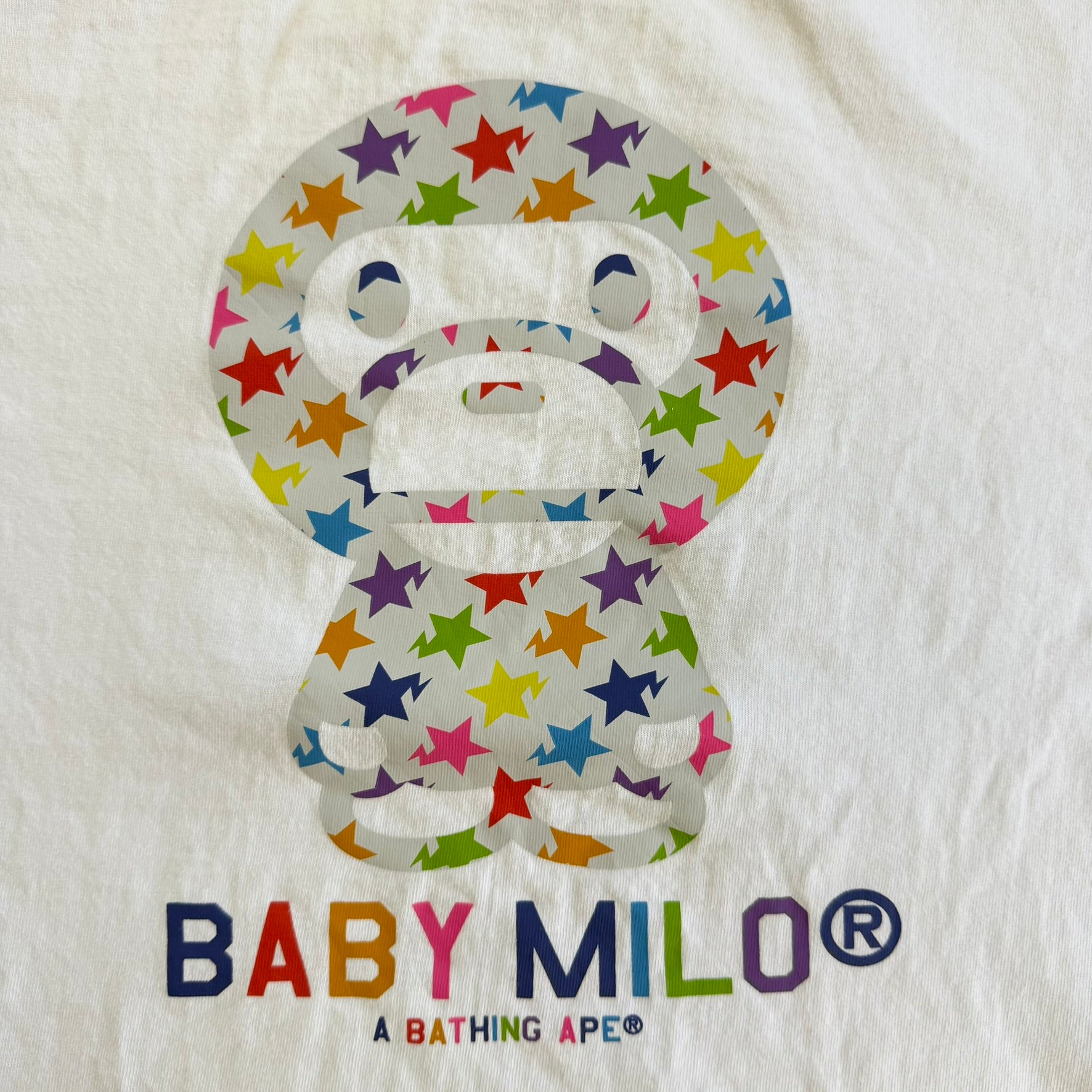 J- Vintage Baby Milo A Bathing Ape Rainbow Star Graphic Single Stitch Tee - L