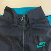 J- Vintage 90s Nike Black/Teal Lightweight Zip Up Jacket - XL