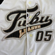 J- Vintage Fubu League 05 Embroidered Text Baseball Jersey - L