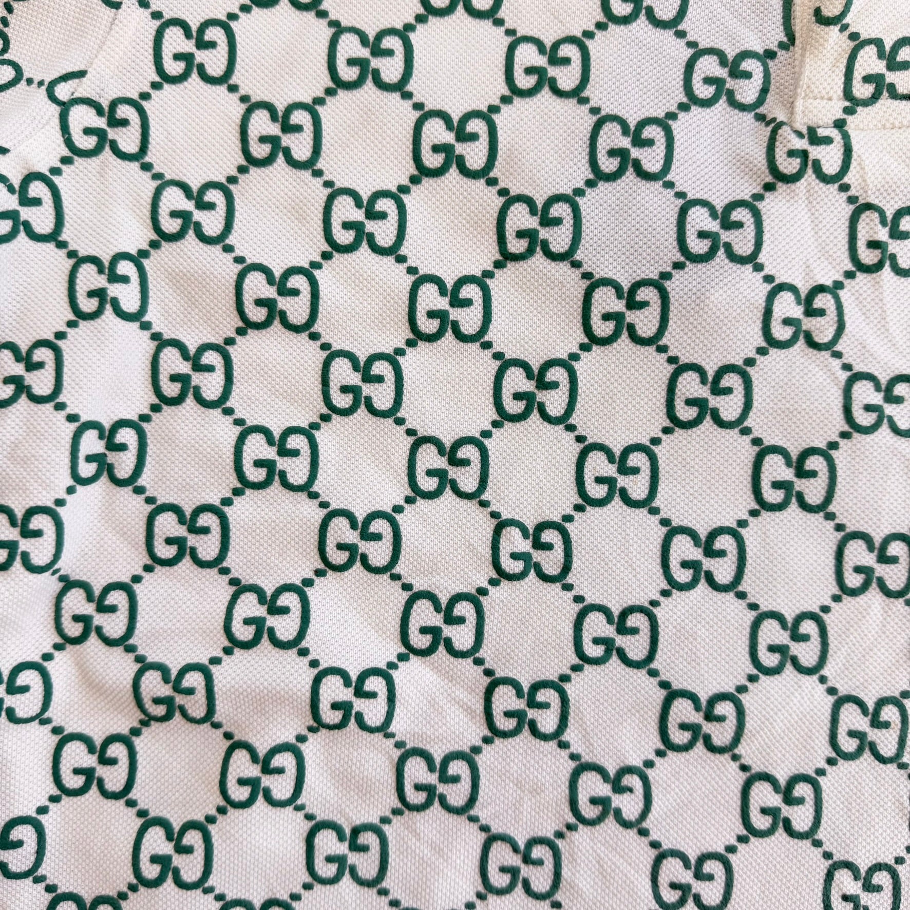 J- Bootleg Gucci GG Monogram Print Short Sleeve Polo - S