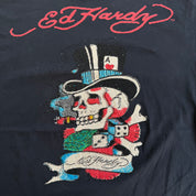 J- Vintage Ed Hardy Rhinestone Skeleton & Dices Graphic Tee - XL
