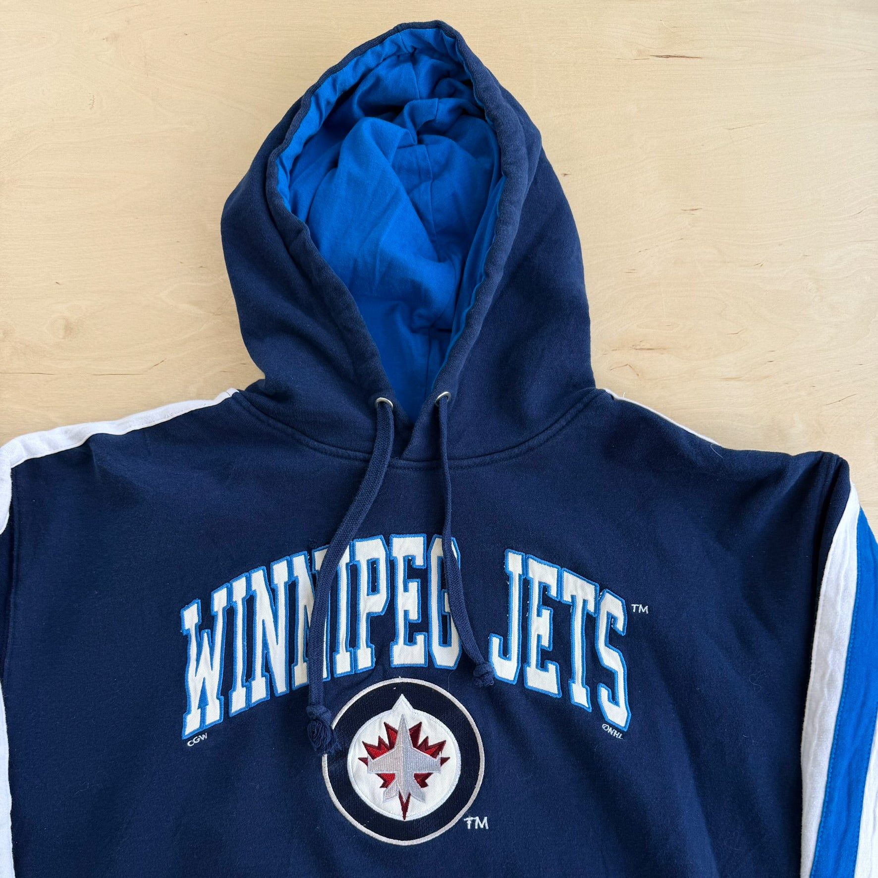 J- Vintage Winnipeg Jets NHL Embroidered Logo & Text Hoodie - XL