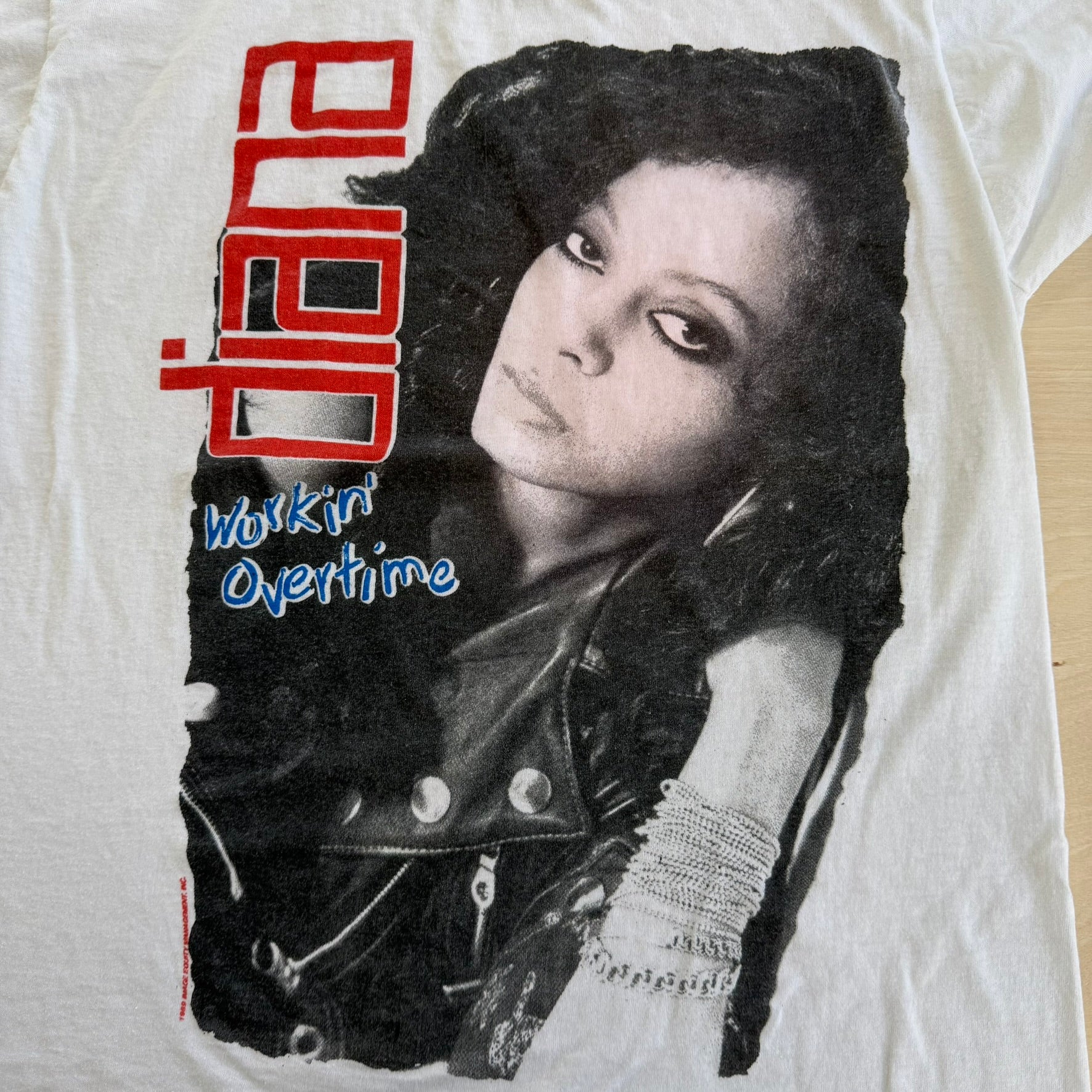 J- Vintage '89 Diana Ross Workin' Overtime Picture Graphic Single Stitch Tee - M