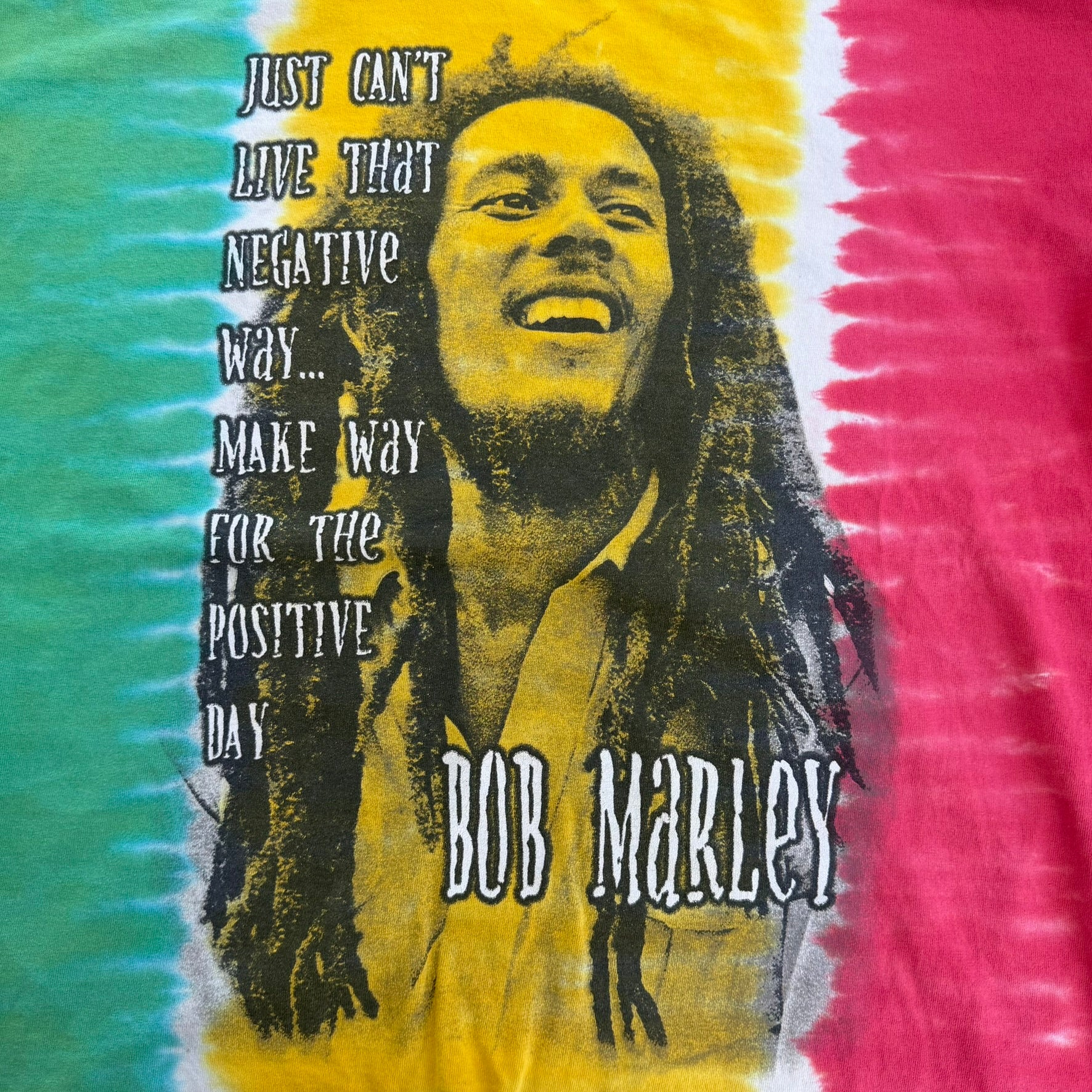 J- Vintage '99 Zion Bob Marley Picture & Text Tie Dye Graphic Tee - XL