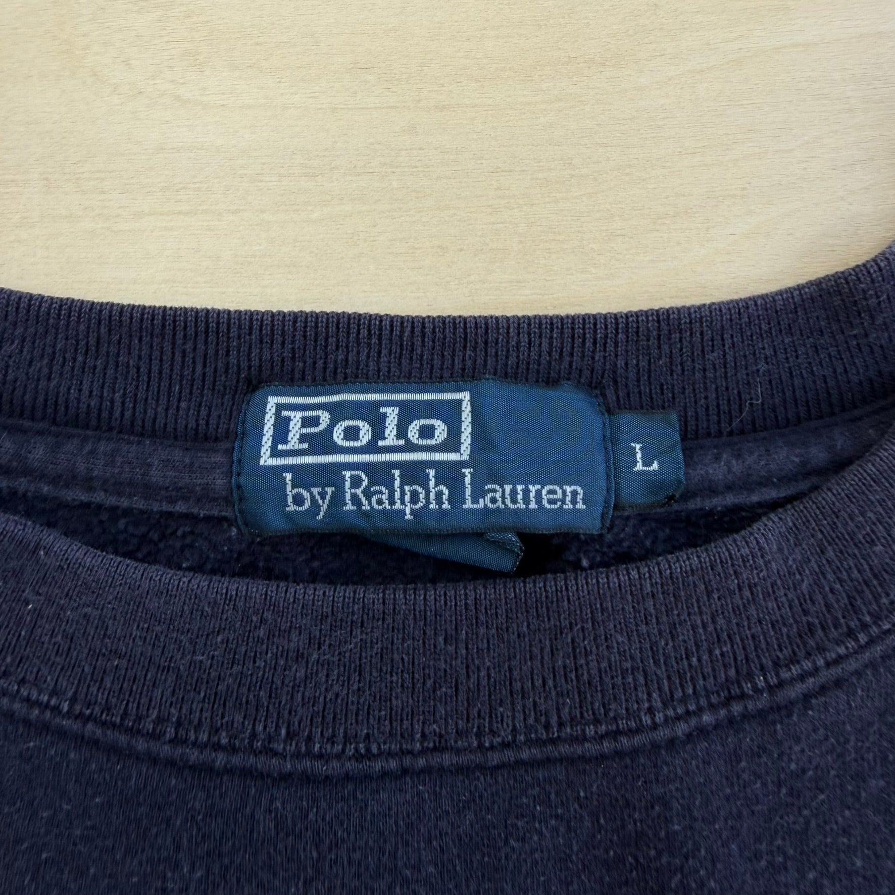 J- Vintage Polo RL Embroidered Logo Navy Crewneck - L