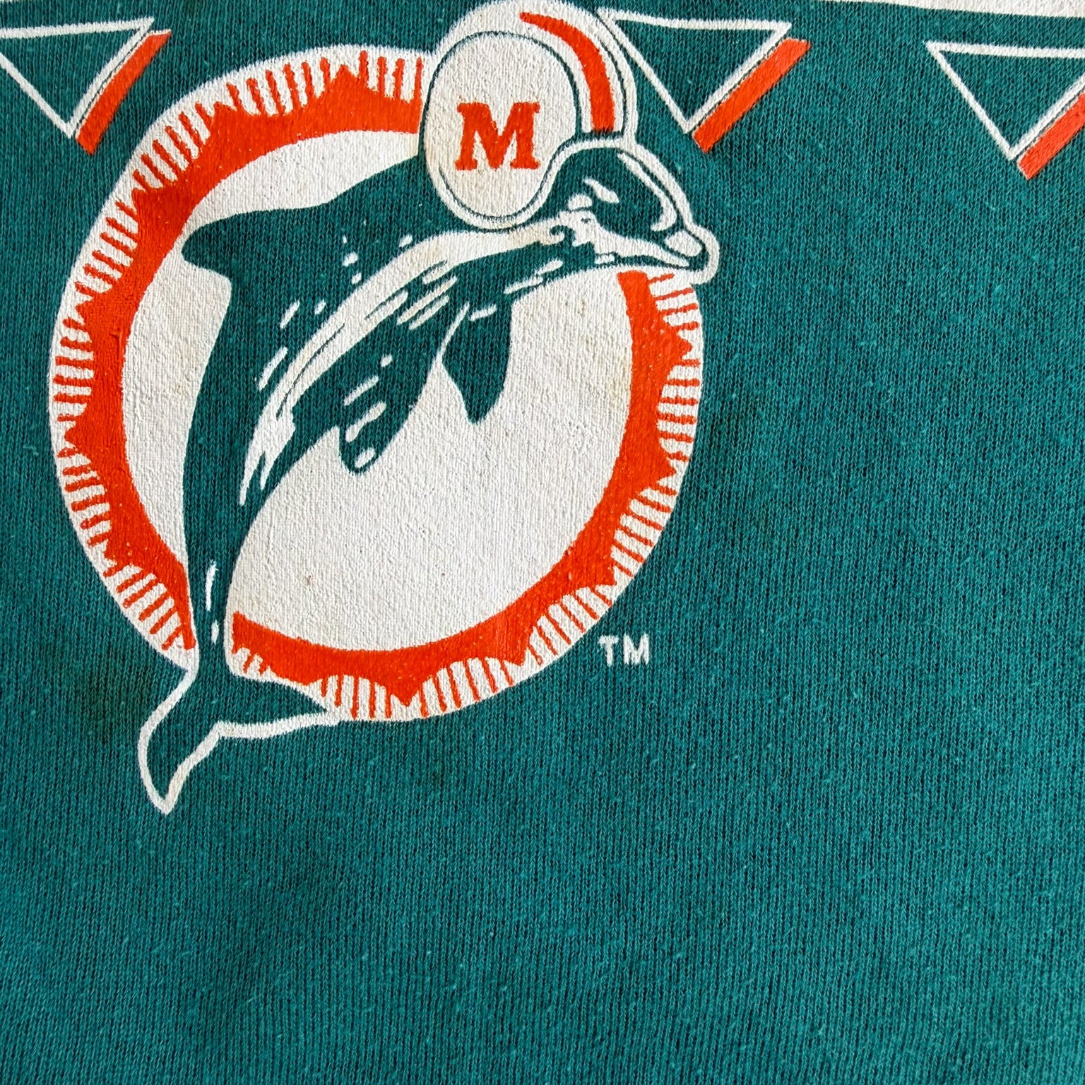 J- Vintage '92 Miami Dolphins NFL Logo & Text Made In USA Crewneck - XL