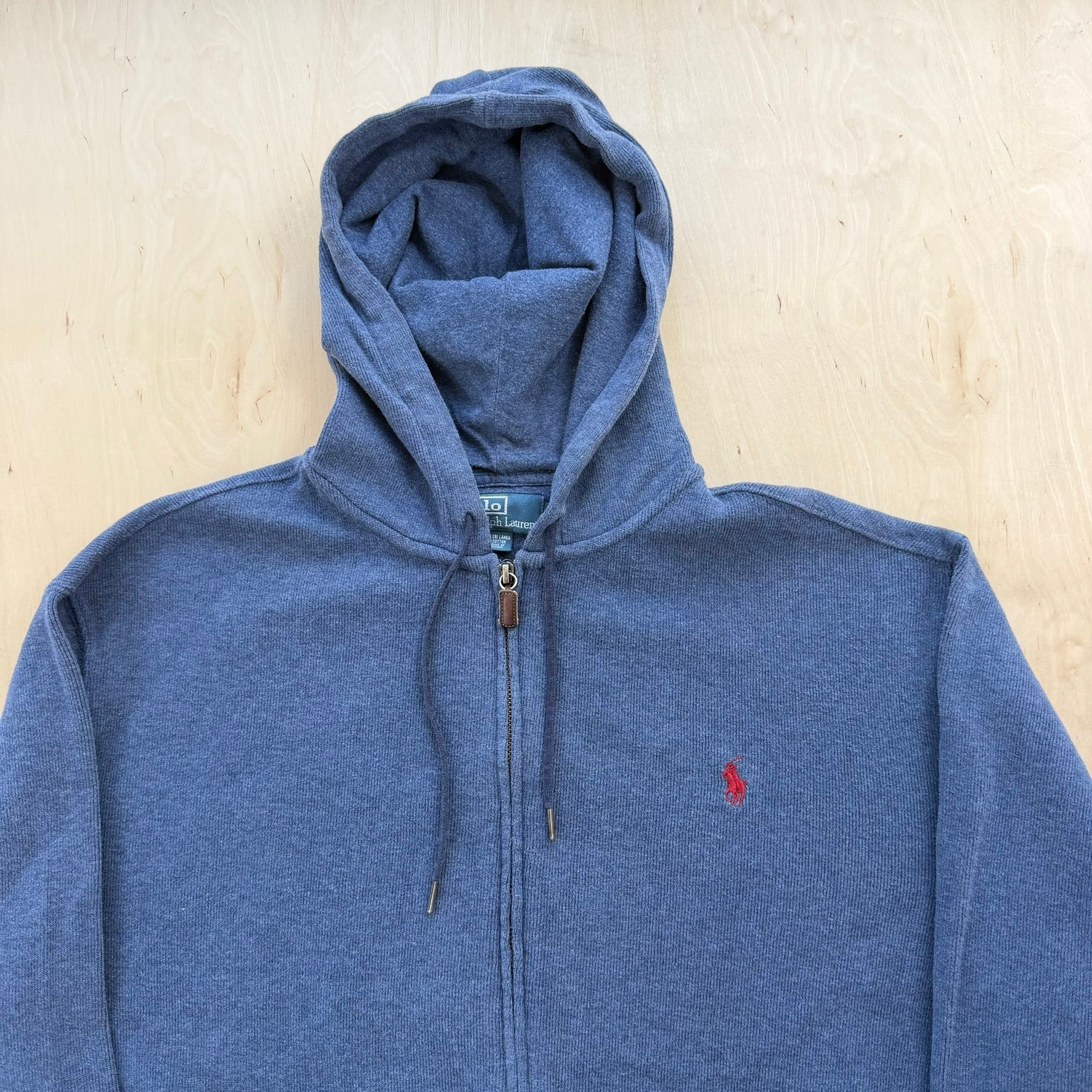 J- Vintage Polo RL Embroidered Logo Zip Up Hoodie - XL