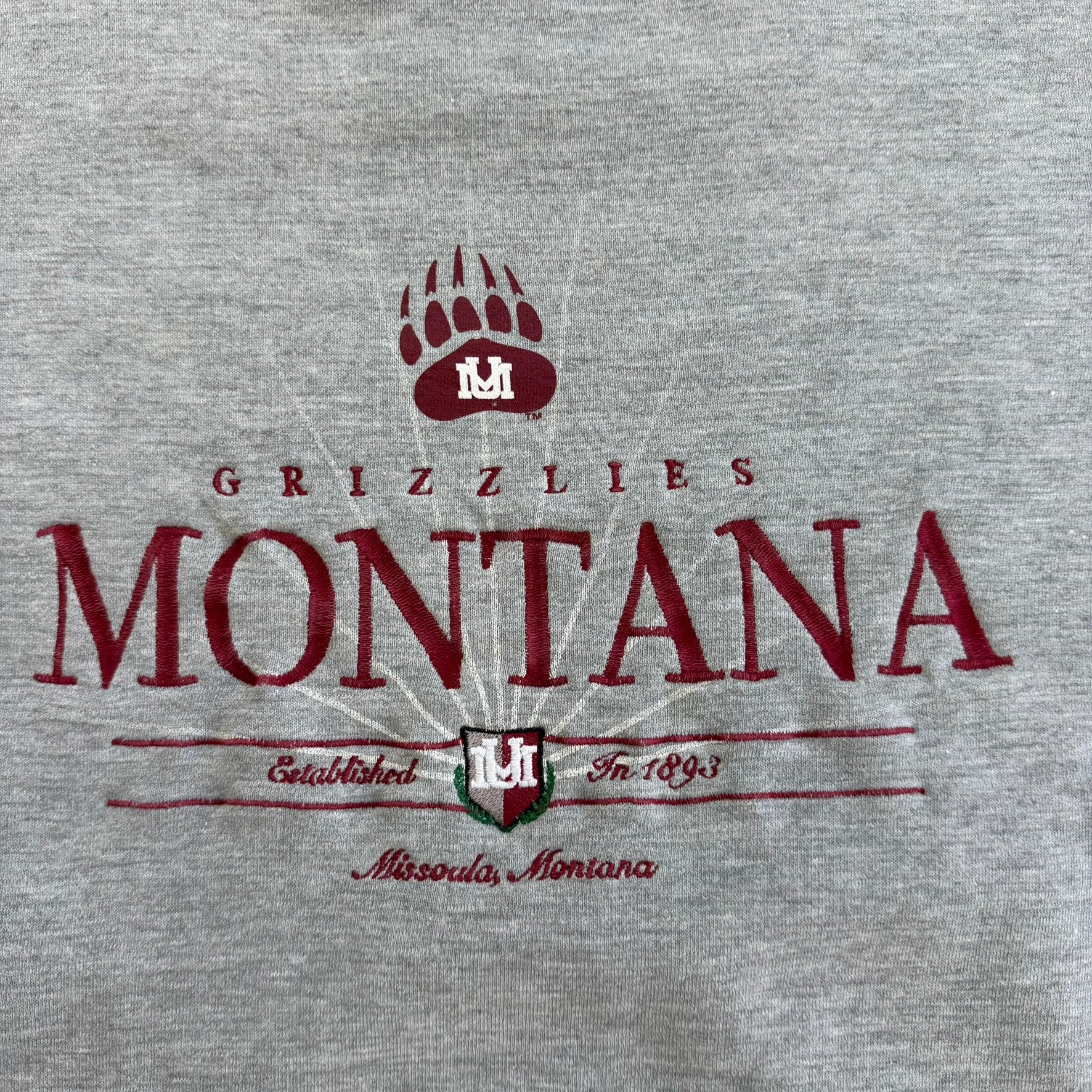 J- Vintage University Of Montana Grizzlies Starter Embroidered Logo Crewneck - XL