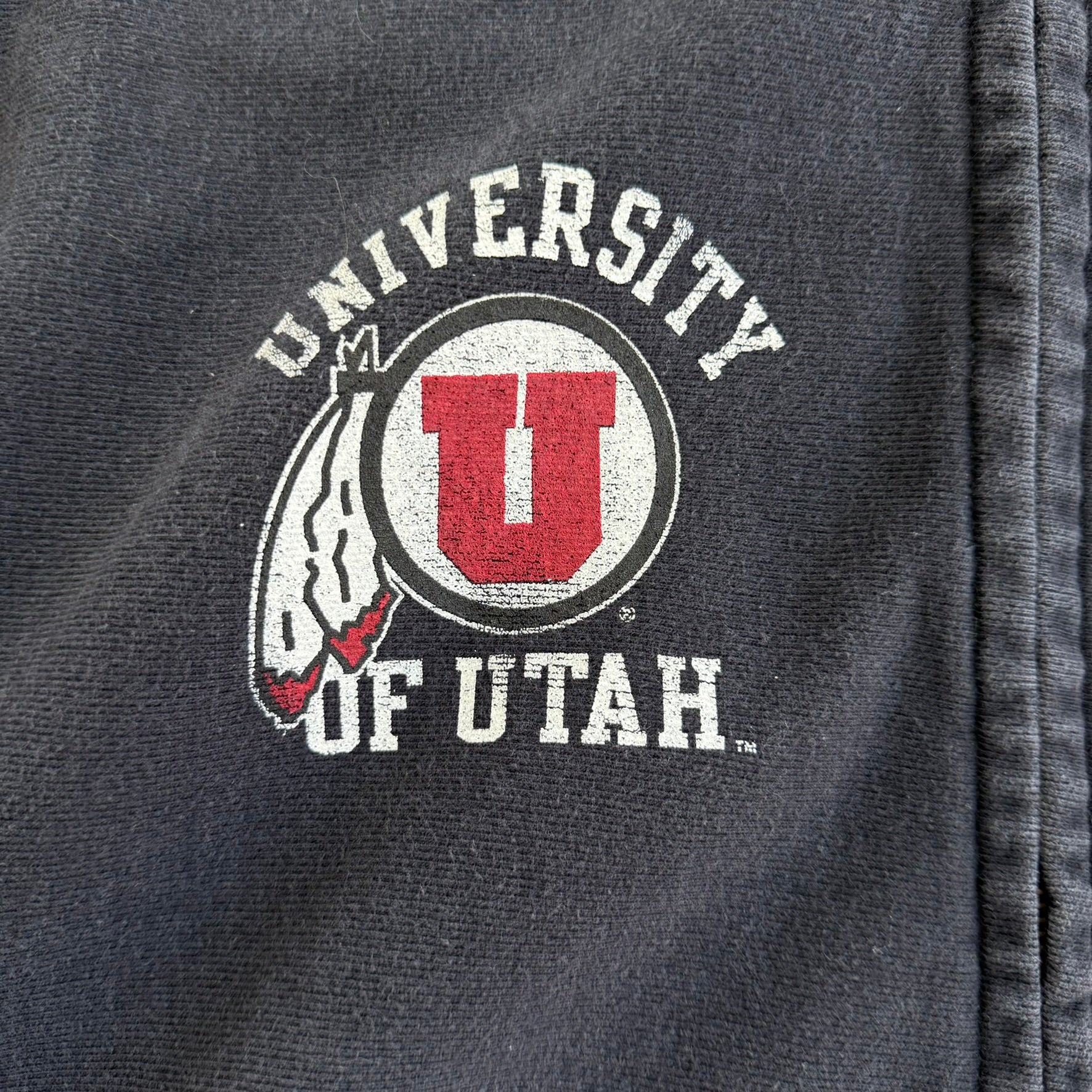 J- Vintage University Of Utah Logo Graphic Zip Up Champion Reverse Weave Hoodie - L