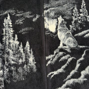 J- Vintage Art Unlimited Wolf & Moon All Over Print Made In USA Zip Up Polar Fleece - XL
