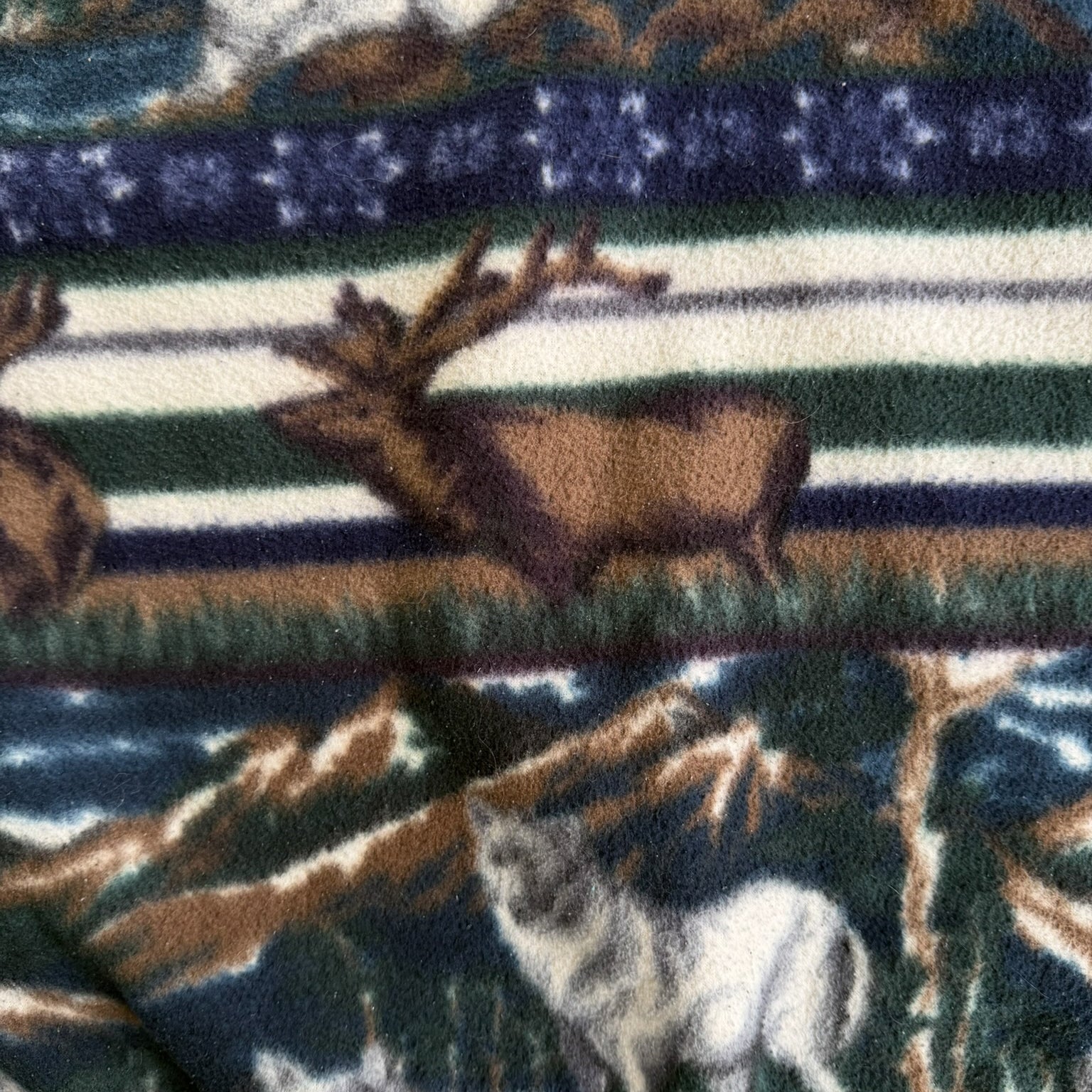 J- Vintage Daniel David Wolves & Moose All Over Print Quarter Zip Polar Fleece - XL