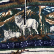 J- Vintage Daniel David Wolves & Moose All Over Print Quarter Zip Polar Fleece - XL