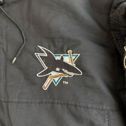 J- Vintage San Jose Sharks NHL Starter Hooded Zip Up Winter Jacket - XL