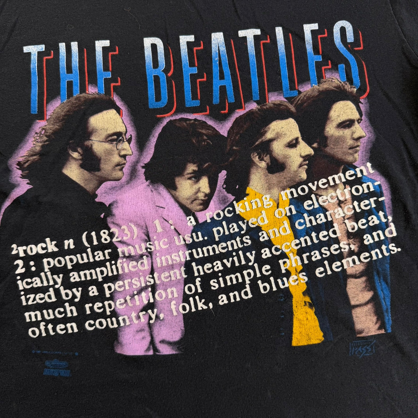 J- Vintage '94 The Beatles Graphic Backstage Pass Tag Single Stitch Tee - M