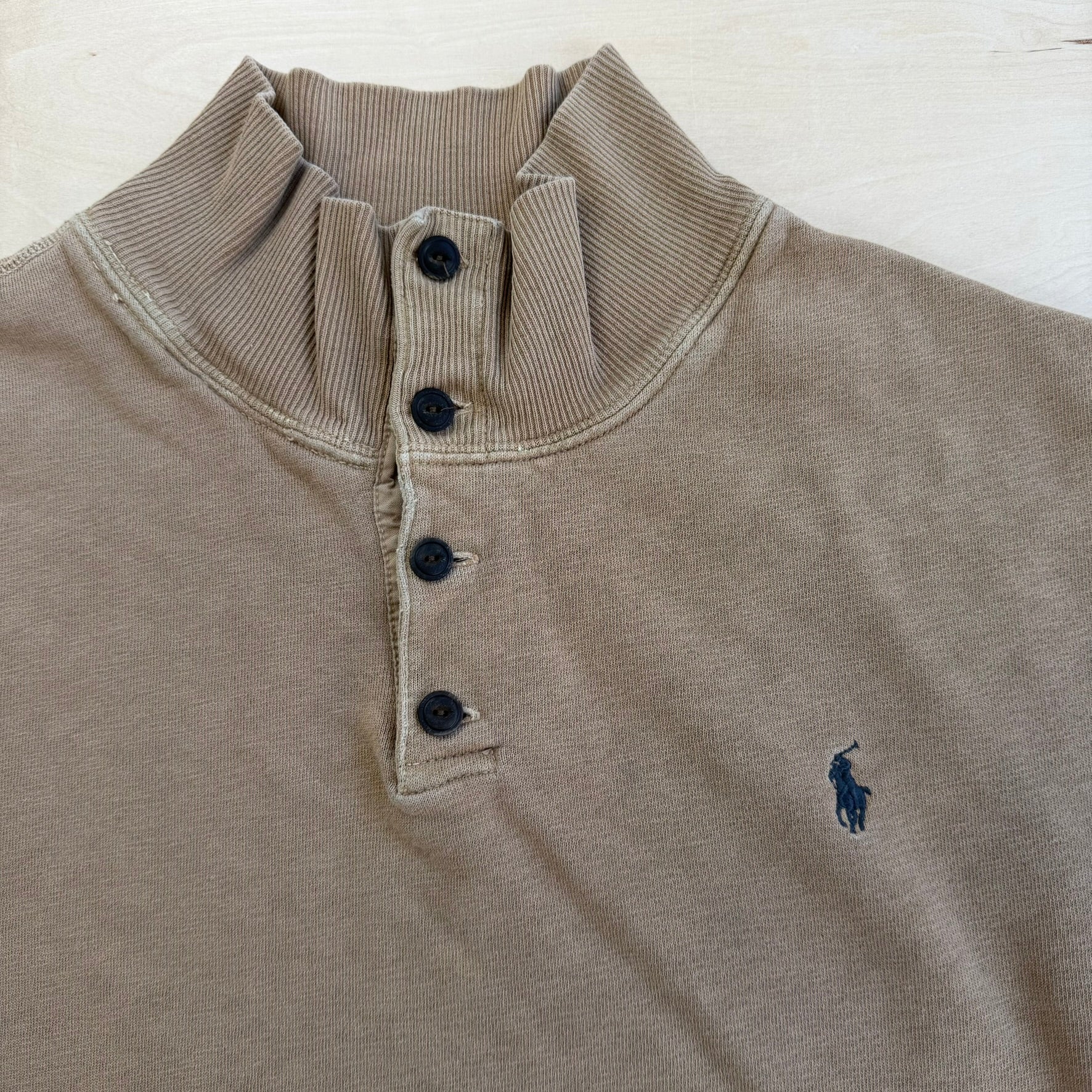 J- Vintage Polo RL Embroidered Henley Crewneck - 2XL