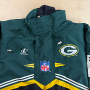 J- Vintage Green Bay Packers NFL Logo Athletic Zip Up Winter Jacket - L