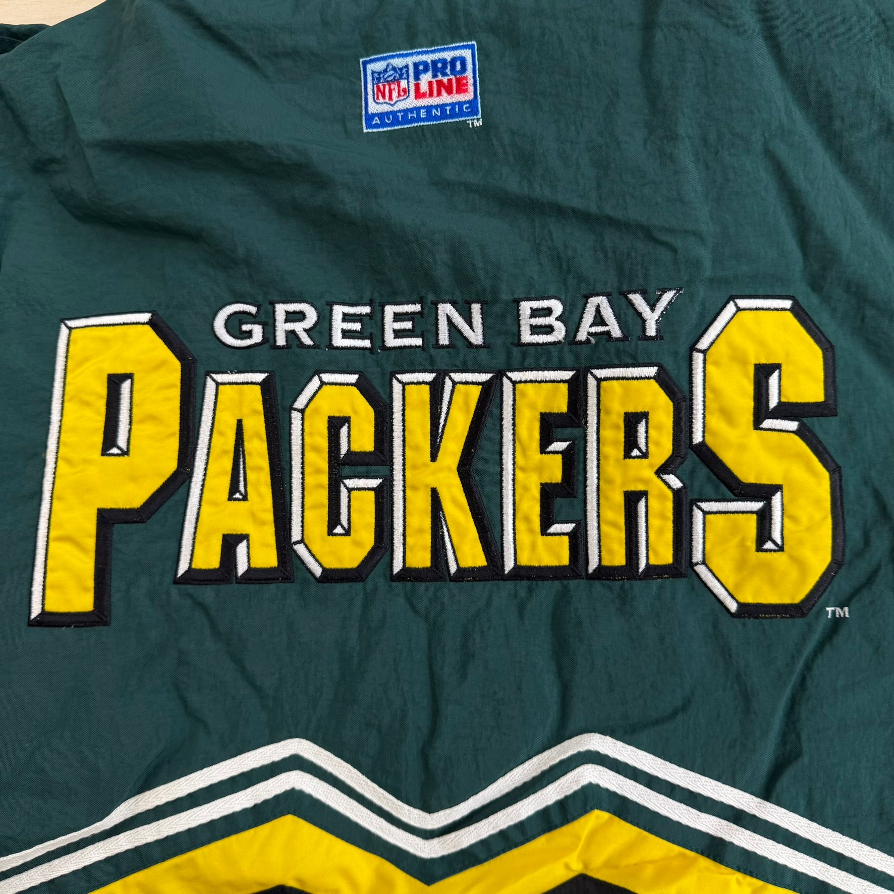 J- Vintage Green Bay Packers NFL Logo Athletic Zip Up Winter Jacket - L