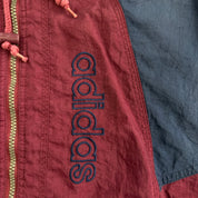 J- Vintage Adidas Maroon/Navy Hooded Zip Up Winter Jacket - XL