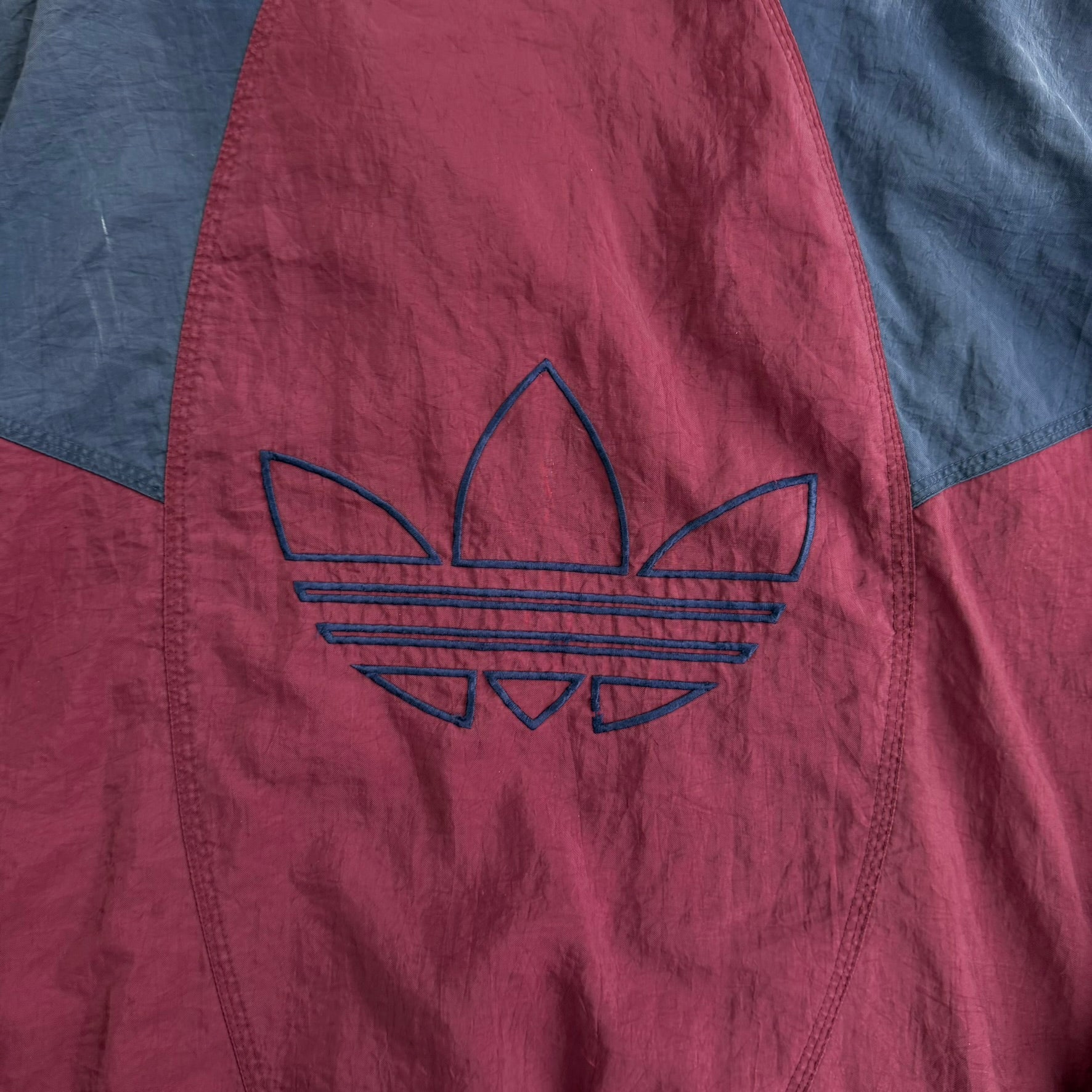 J- Vintage Adidas Maroon/Navy Hooded Zip Up Winter Jacket - XL