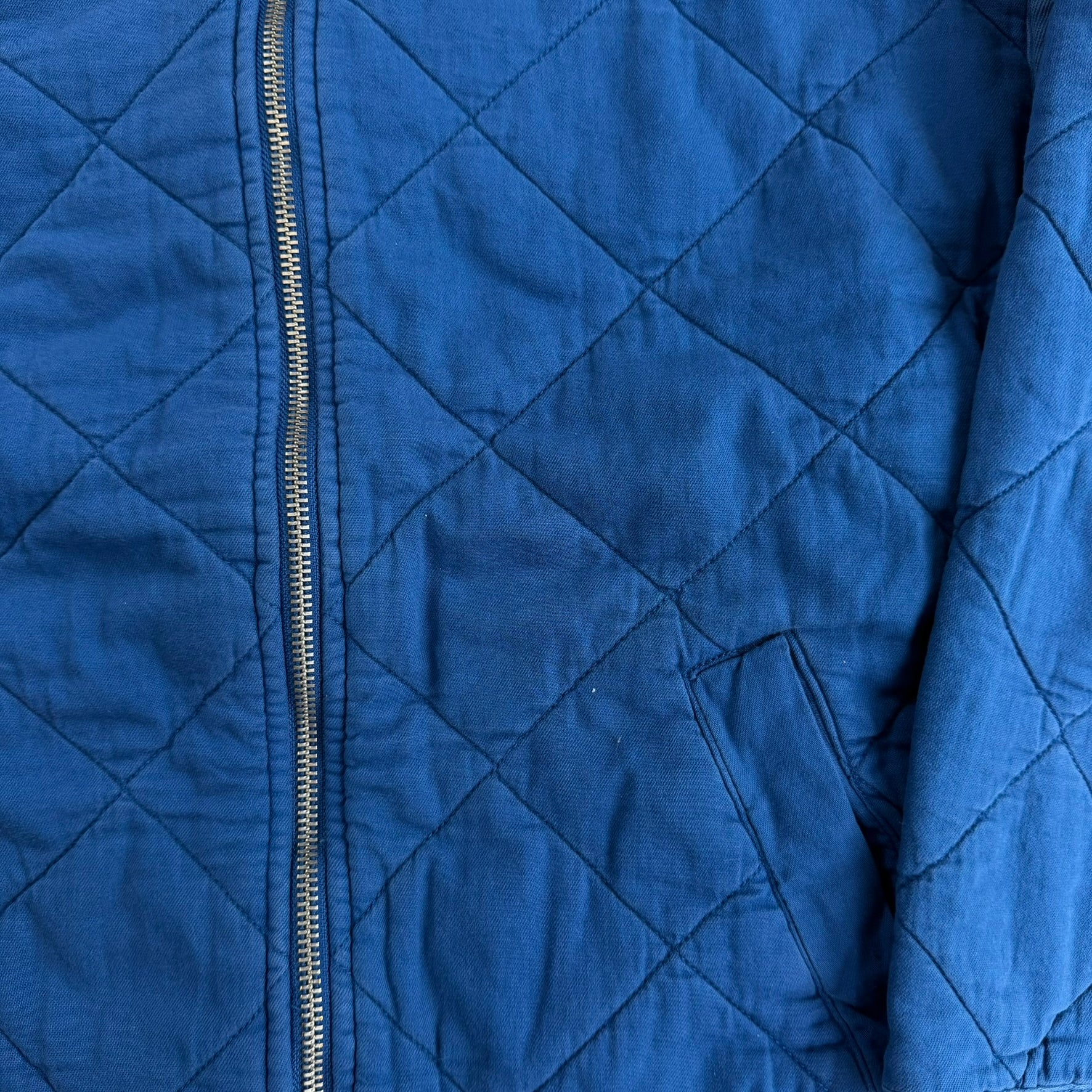 J- Vintage 90s Gap Blue Quilted Mock-Neck Zip Up Jacket - M