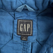 J- Vintage 90s Gap Blue Quilted Mock-Neck Zip Up Jacket - M