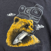 J- Vintage Future Fashion Grizzly Bear Salmon Graphic Crewneck - XL