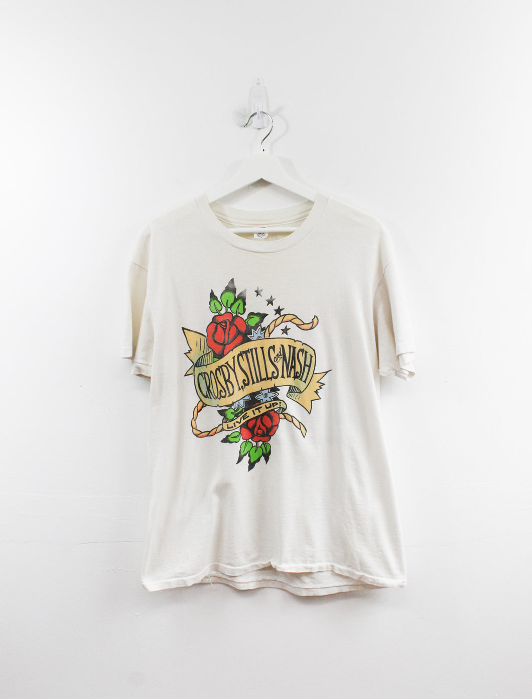 Vintage 1990 Crosby, Still And Nash Live It Up Tour Single Stitch Tee