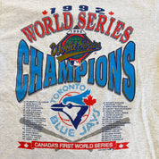 J- Vintage '92 Toronto Blue Jays MLB World Series Champions Roster Graphic Single Stitch Tee - M