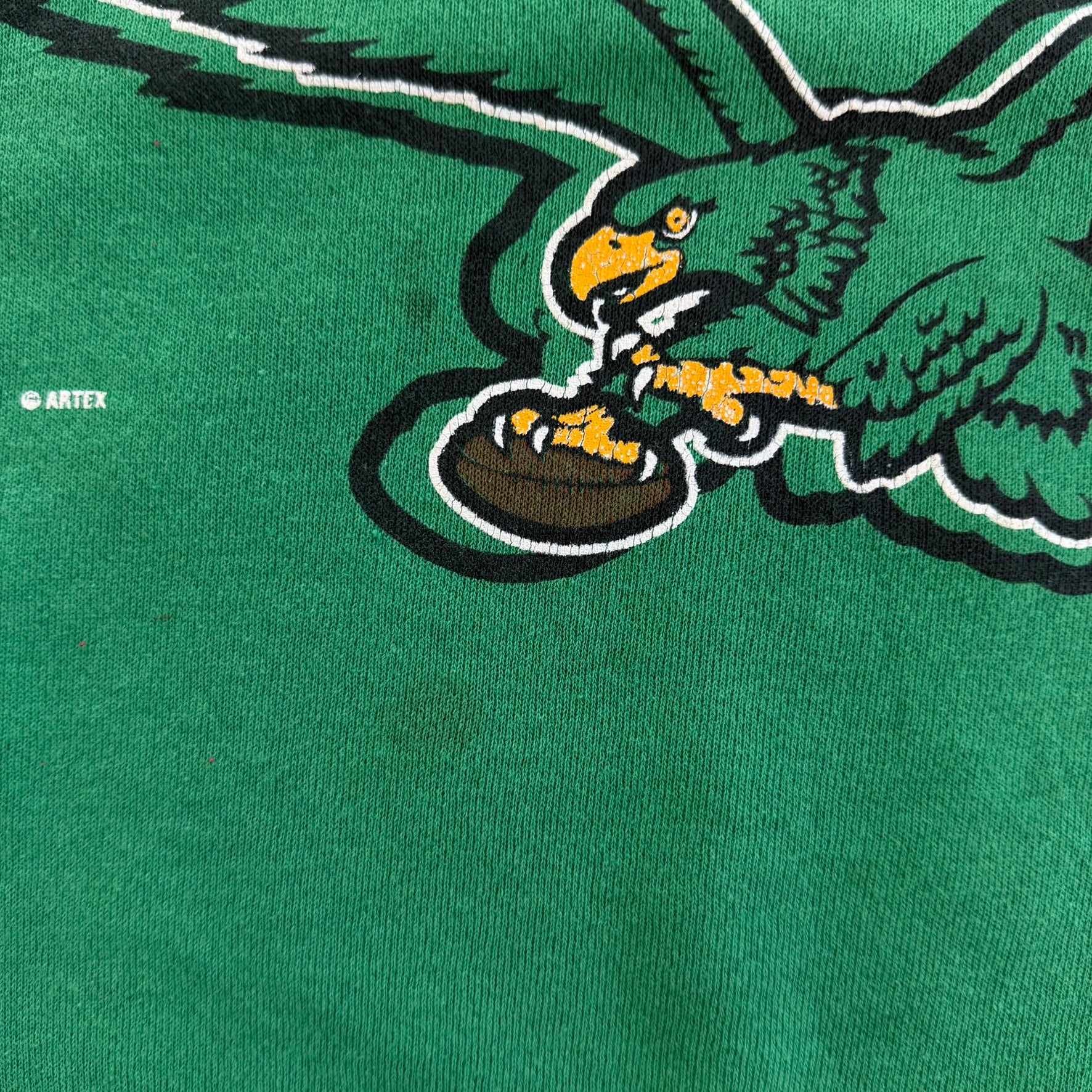 J- Vintage '92 Philadelphia Eagles NFL Kelly Green & Old Logo Made In USA Crewneck - XL