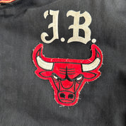 J- Vintage '93 Chicago Bulls NBA Jeff Hamilton 3 Peat Leather Sleeve Varsity Jacket - XL