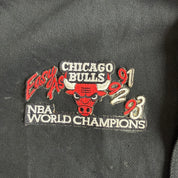 J- Vintage '93 Chicago Bulls NBA Jeff Hamilton 3 Peat Leather Sleeve Varsity Jacket - XL