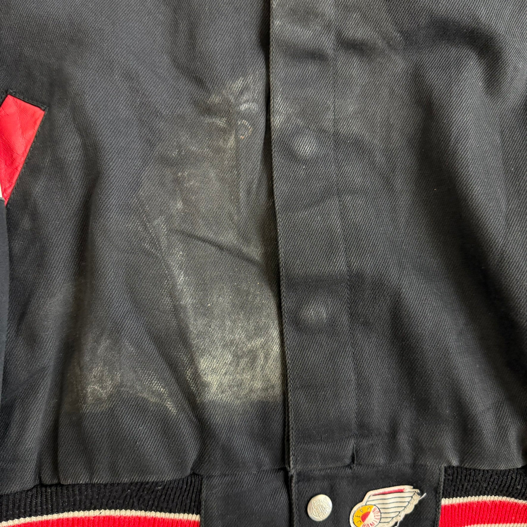 J- Vintage '93 Chicago Bulls NBA Jeff Hamilton 3 Peat Leather Sleeve Varsity Jacket - XL