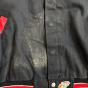 J- Vintage '93 Chicago Bulls NBA Jeff Hamilton 3 Peat Leather Sleeve Varsity Jacket - XL