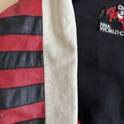 J- Vintage '93 Chicago Bulls NBA Jeff Hamilton 3 Peat Leather Sleeve Varsity Jacket - XL