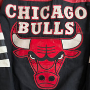 J- Vintage '93 Chicago Bulls NBA Jeff Hamilton 3 Peat Leather Sleeve Varsity Jacket - XL
