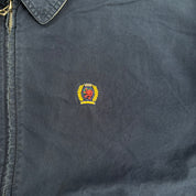 J- Vintage Tommy Hilfiger Embroidered Crest Navy Harrington Lightweight Jacket - XL