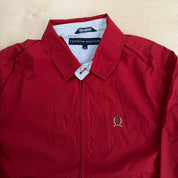 J- Vintage Tommy Hilfiger Embroidered Crest Red Harrington Lightweight Jacket - M