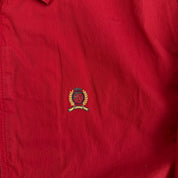 J- Vintage Tommy Hilfiger Embroidered Crest Red Harrington Lightweight Jacket - M