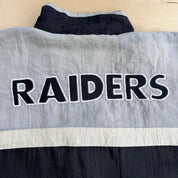 J- Vintage Oakland Raiders NFL Apex One Embroidered Logo Lightweight Zip Up Jacket - XL