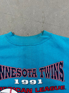 D- Vintage 1991 Minnesota Twins MLB World Series Champ Crewneck