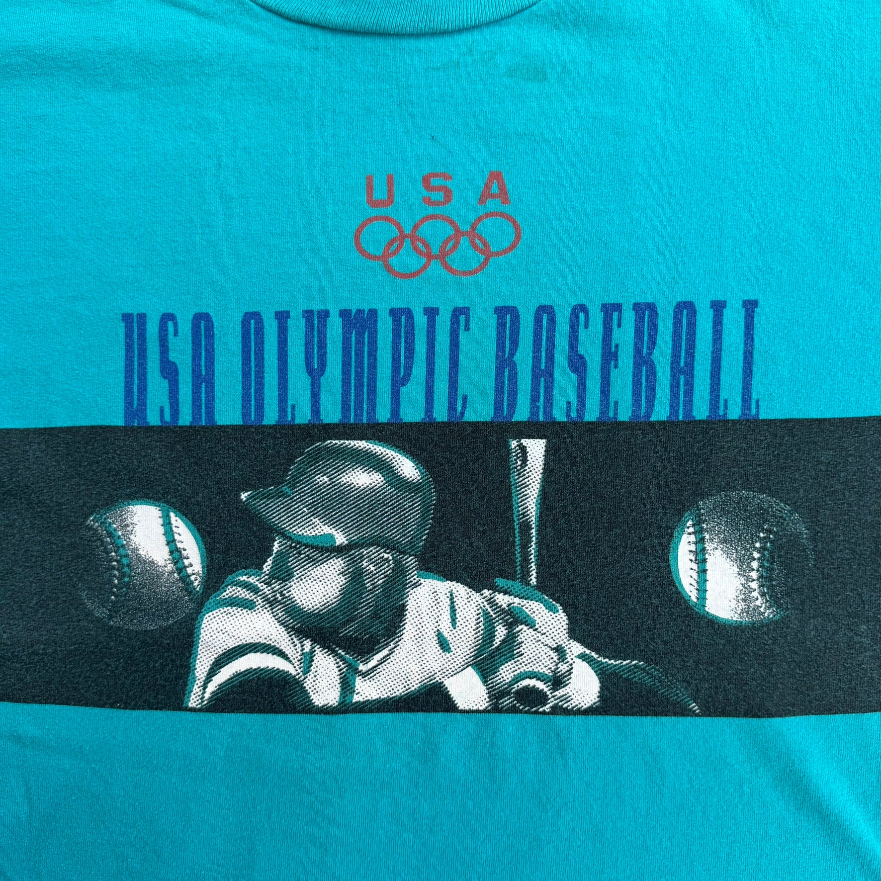 J- Vintage JC Penny USA Olympic Baseball Graphic Made In USA Single Stitch Tee - XL