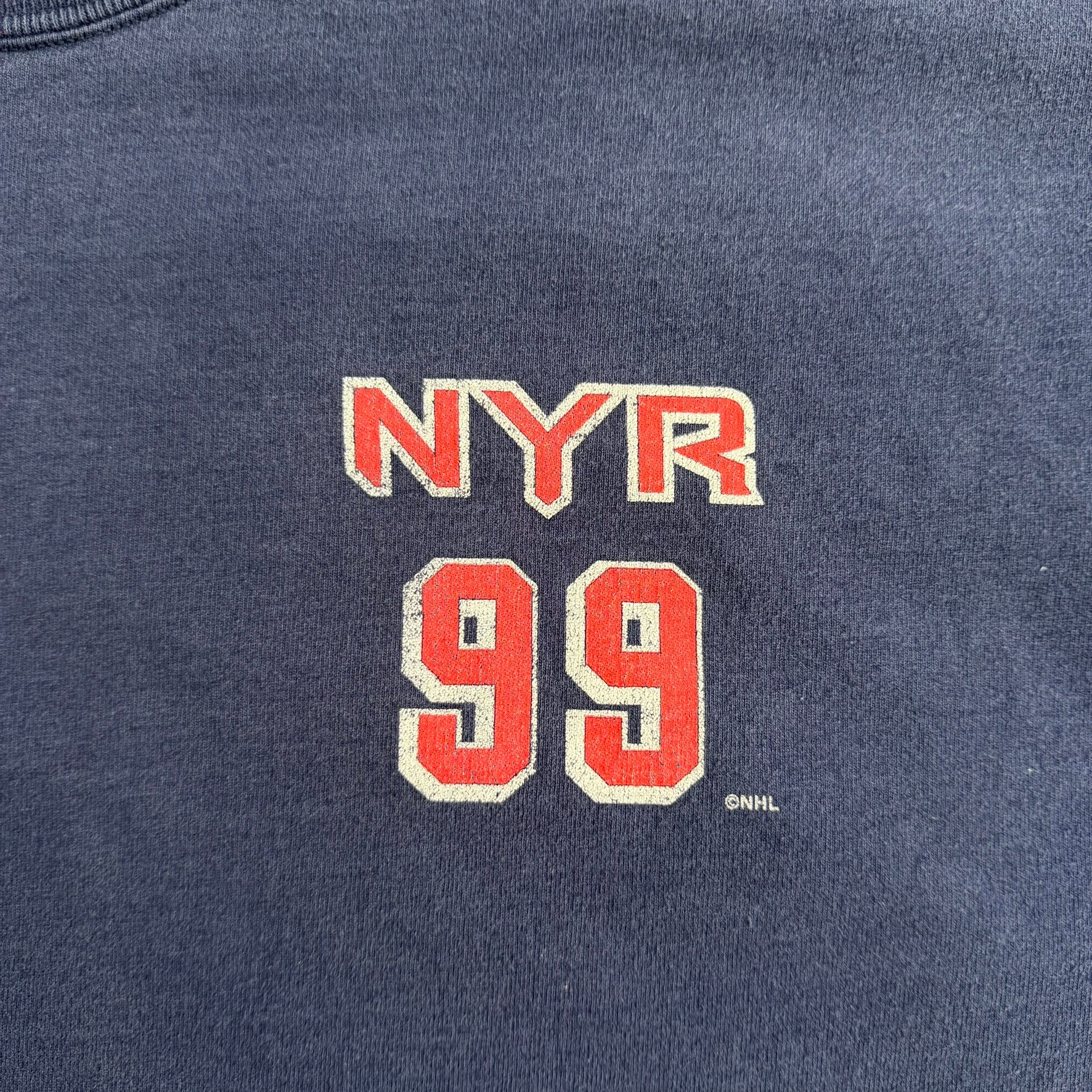 J- Vintage '99 Wayne Gretzky New York Rangers NHL The Great One Accolade Pro Player Tag Tee - XL
