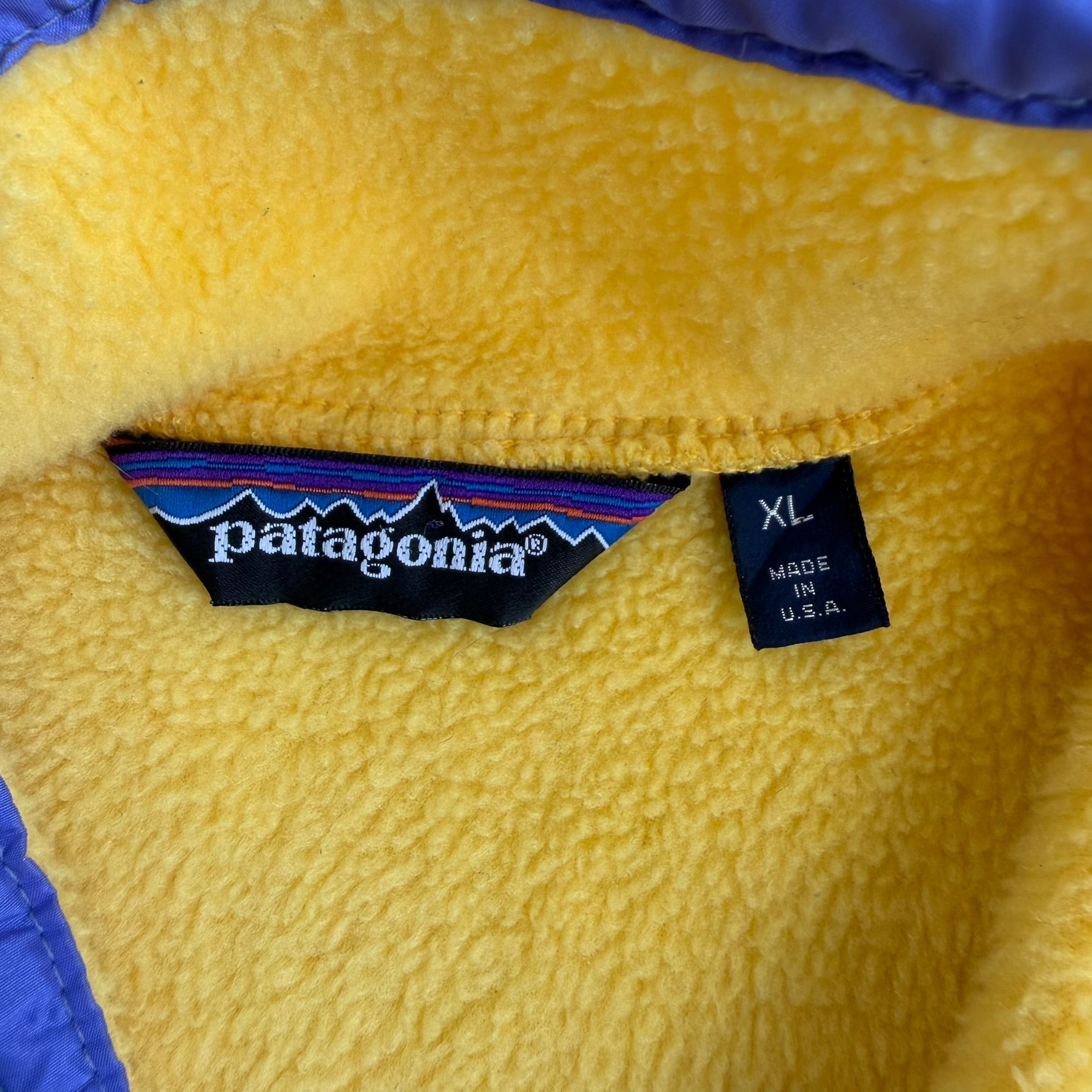 J- Vintage Patagonia Synchilla Yellow Made In USA Polar Fleece - XL