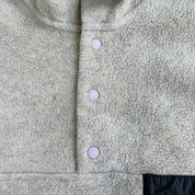 J- Vintage Patagonia Synchilla Beige/White Made In USA Polar Fleece - M