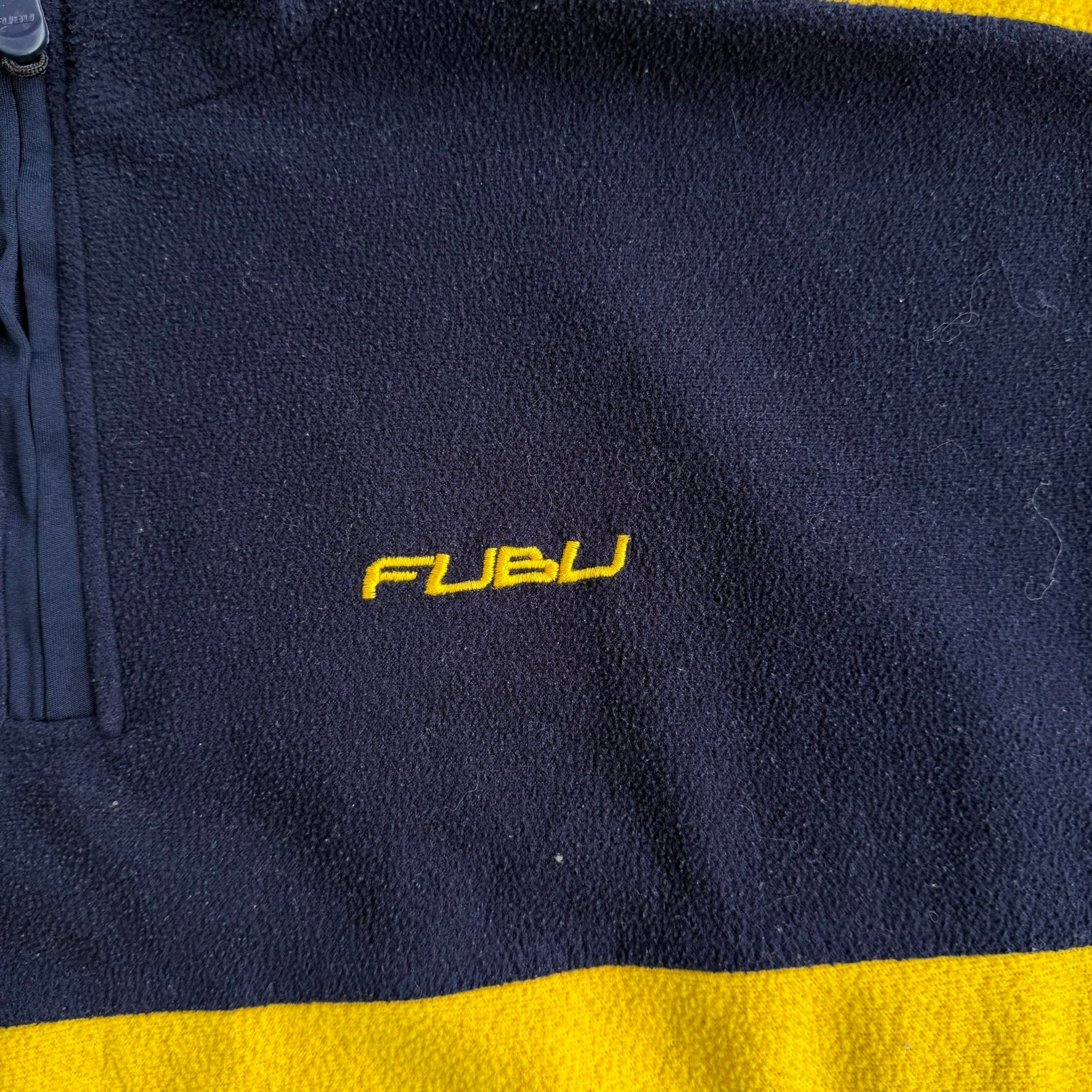 J- Vintage Fubu The Collection Embroidered Logo Quarter Zip Polar Fleece - L