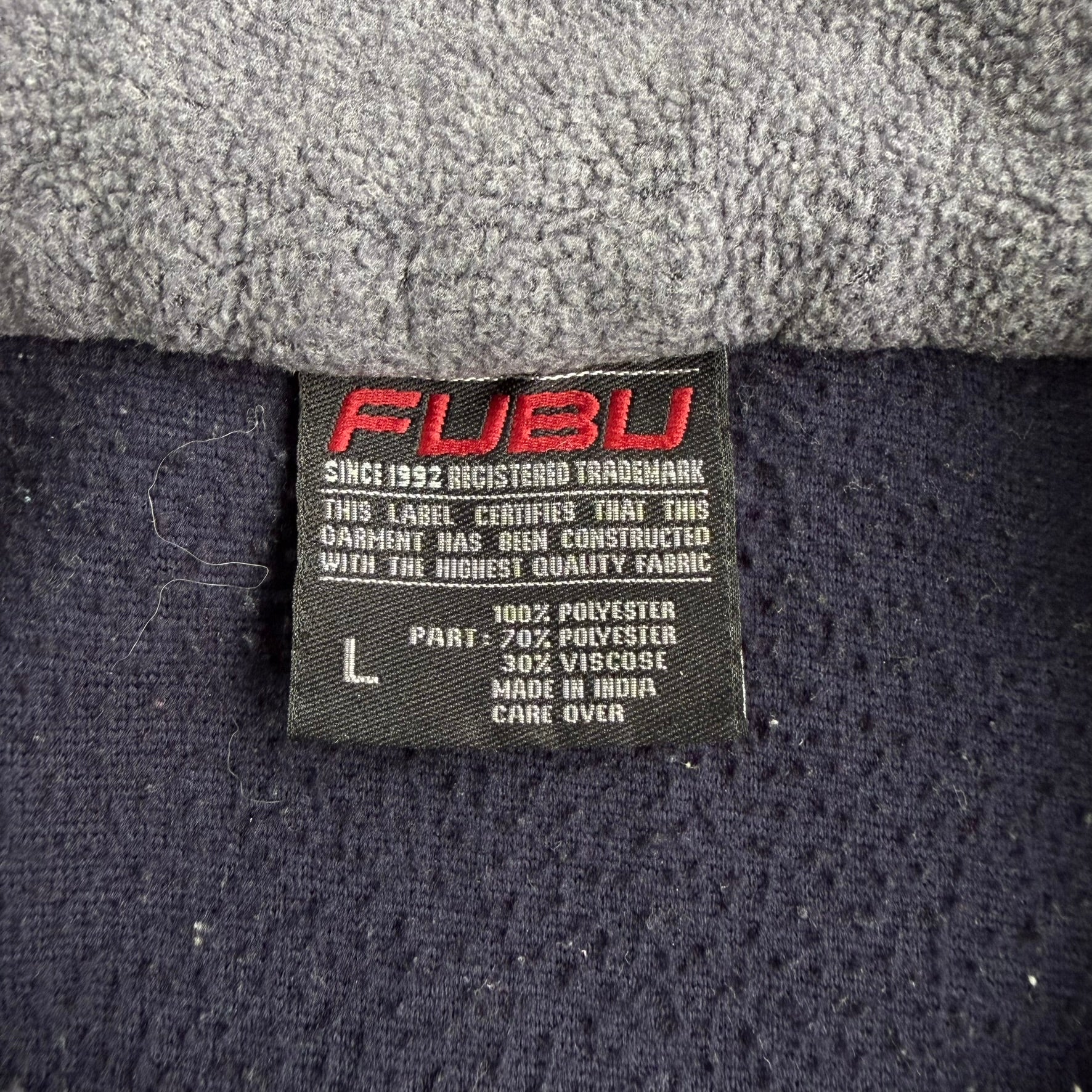 J- Vintage Fubu The Collection Embroidered Logo Quarter Zip Polar Fleece - L